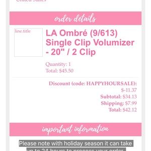 Glam seamless LA Ombré single clip volumizer